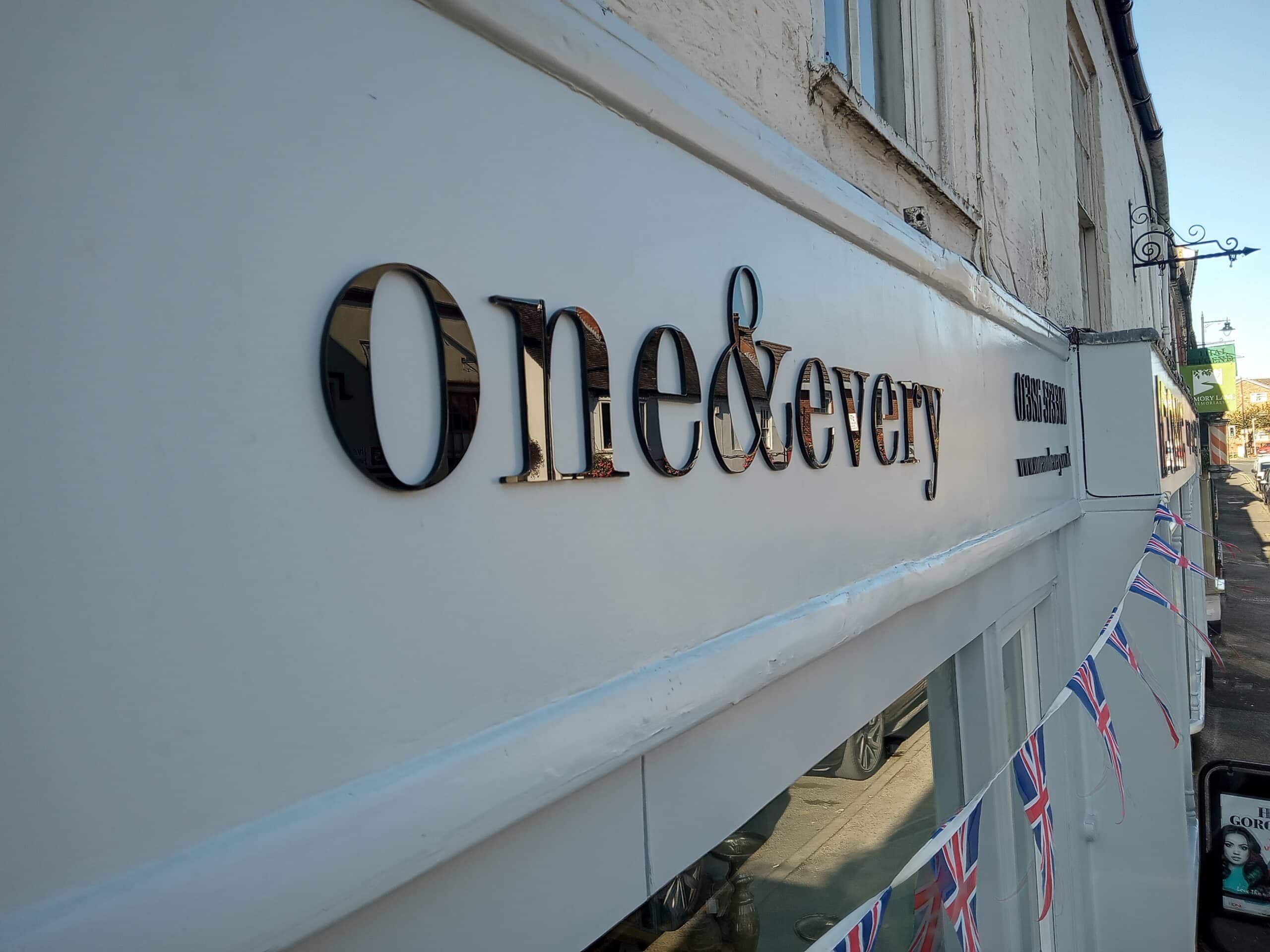 One & Every shop sign