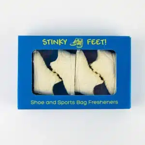 image of stinky feet in blue box