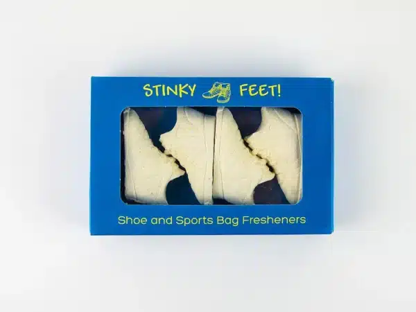 image of stinky feet in blue box