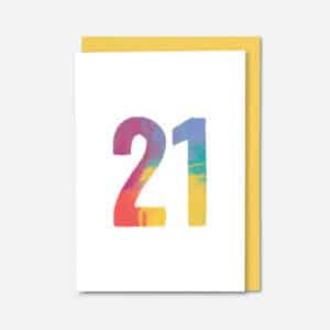 number 21 in multi colours on a white brackground