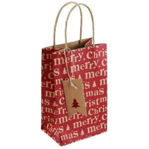 red bottle bag with merry Christmas wrote in brown writing