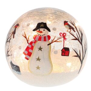 crakle effect painted snowman on a glass ball