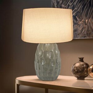 Dimple Grey Table Lamp With cream Shade