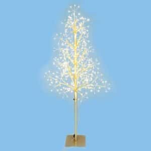 Firefly Xmas twig Tree in Gold with a blue brackground
