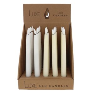 Luxe LED Taper Candle in white and cream