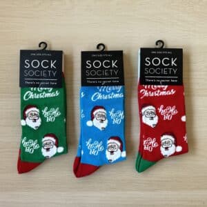 3 pairs of merry Christmas sock in red green and blue