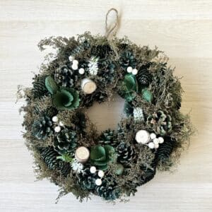 green christmas wreath with with berries