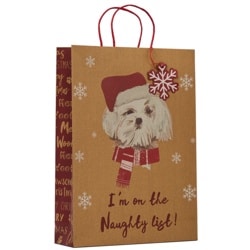 brown goft bag with a dog on it