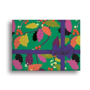 holly patterened wrapping paper