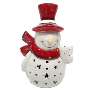 red and white snowman led orniment