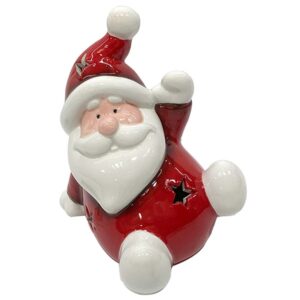 red and white santa led light up ceramic