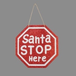 santa stop here red and white hanger