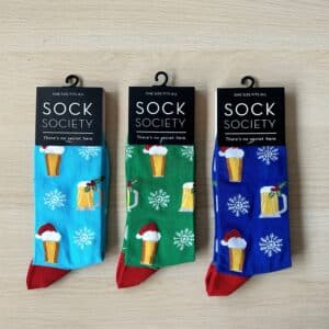 pack of 3 sock with beers on them