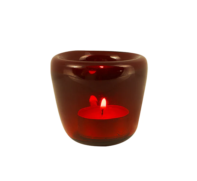 Handmade Glass Tealight Holder - Guardsman Red - One and Every