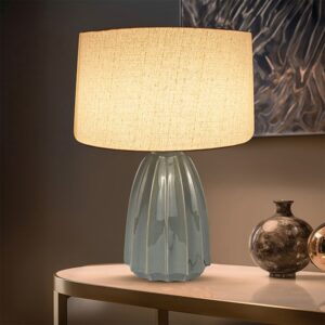 Grey Cone Table Lamp With Cream Shade