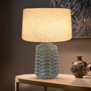 Table Lamp Wave grey With Shade cream