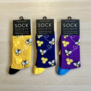 Socks Society 3 pack yellow puple and blue bees