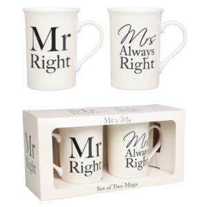 mr and mrs always right set of two mugs