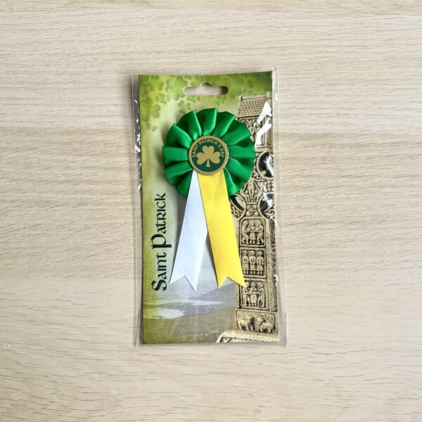 St Patrick's Day Rosette, White & Yellow ribbon image