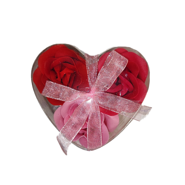 heart shaped 3 rose soap