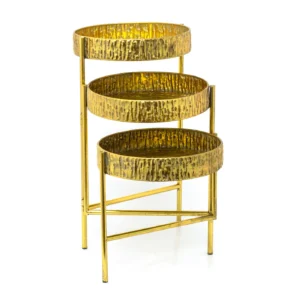 3 TIER METAL PLANTER STAND - ANTIQUE GOLD