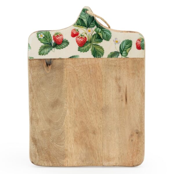 Handcrafted Chopping Board Mango Wood - Strawberries front