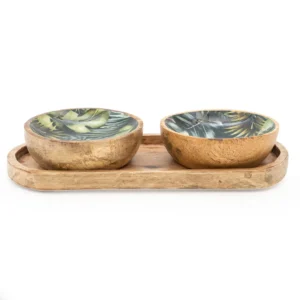 Set of 2 Small Mango Wood Dipping Bowls - Bali Whirl