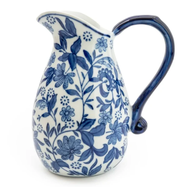 Sumatra Blue & White Large Ceramic Jug 9 SIDE