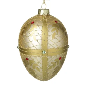 Gold Decorated Glass Egg Bauble