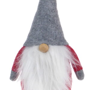 Christmas Red And Grey Standing Santa Gonk 23cm With Wooden Nose