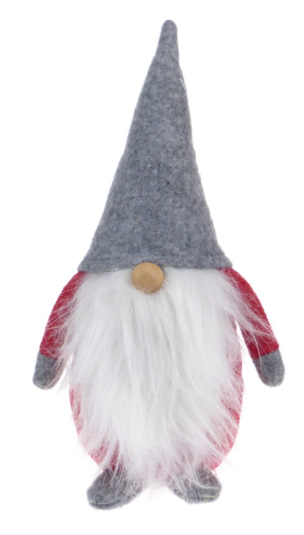 Christmas Red And Grey Standing Santa Gonk 23cm With Wooden Nose