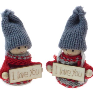 Christmas Small Red And Grey knitted Boy/Girl Dolls