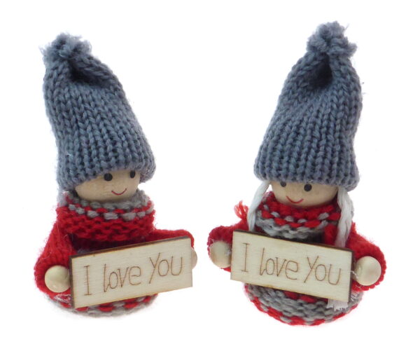 Christmas Small Red And Grey knitted Boy/Girl Dolls