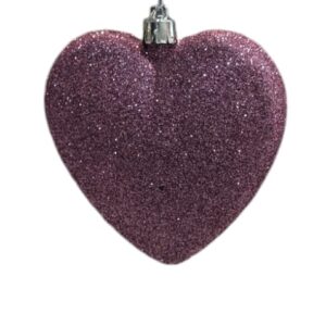 Dark Pink Glitter Hearts Tree Hangers Ornament 9cm