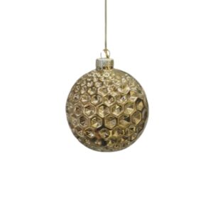 Festive 8cm Gold Glass Vintage Soviet Honeycombs Bauble