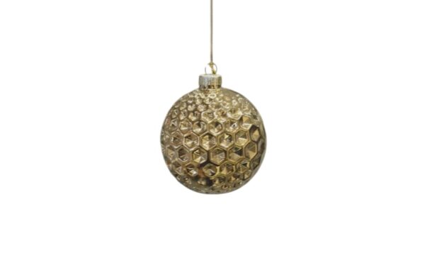 Festive 8cm Gold Glass Vintage Soviet Honeycombs Bauble