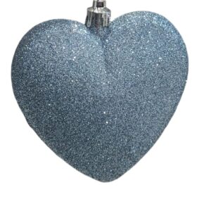 Light Blue Glitter Hearts Tree Hangers Ornament 9cm