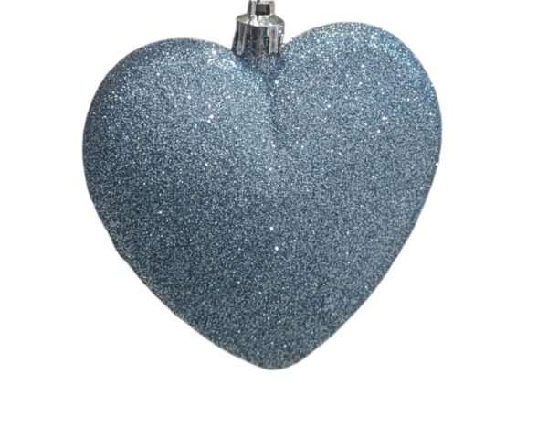 Light Blue Glitter Hearts Tree Hangers Ornament 9cm