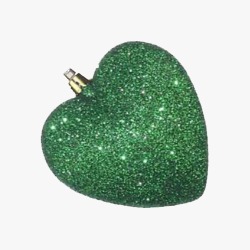 Forest Green Glitter Hearts Tree Hangers Ornament 9cm