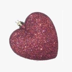 Dark Red Wine Glitter Hearts Tree Hangers Ornament 9cm