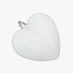 Ice White Glitter Hearts Tree Hangers Ornament 9cm