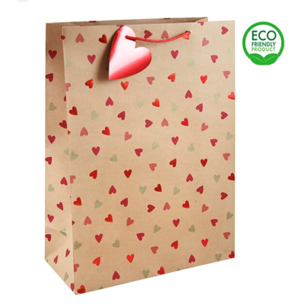 Kraft Hearts XLarge Eco Gift Bag