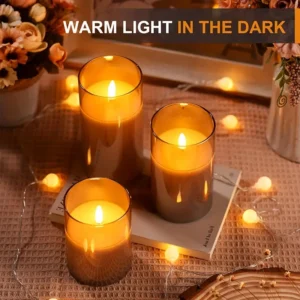 Lumineo Amber LED Wax Candles (Set of 3)