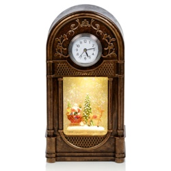 Premier Antique Gold Clock Glitter With Spinner Santa 29cm