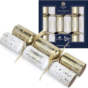 Tom Smith Premium Gold & White FSC Christmas Crackers - 6 Pack