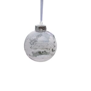 Festive 8cm Transparent Snow Bauble With House and Tree