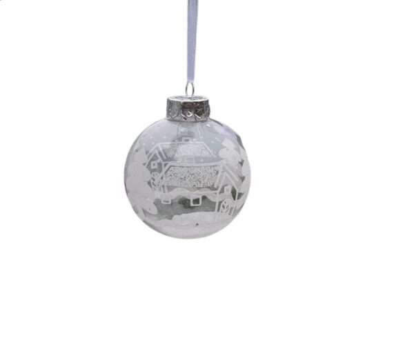 Festive 8cm Transparent Snow Bauble With House and Tree