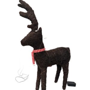 Large Wicker Natural Salim Standing Reindeer With Lights