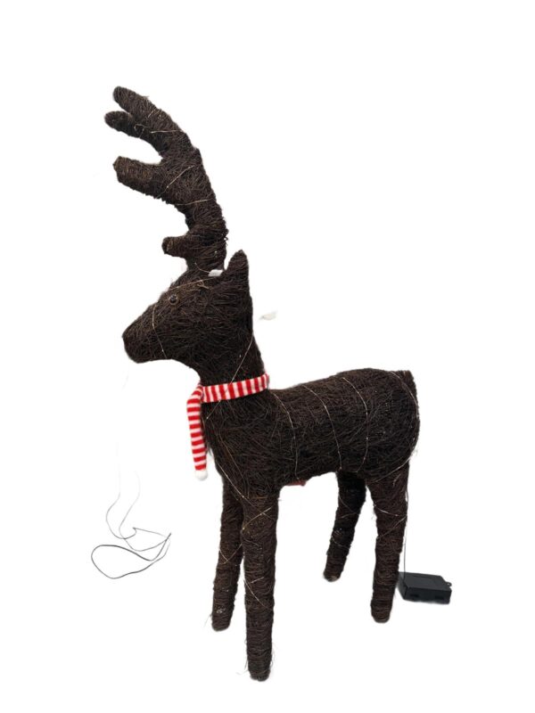 Large Wicker Natural Salim Standing Reindeer With Lights