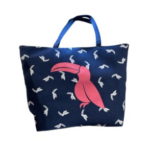 Large Blue White Bag With Toucan